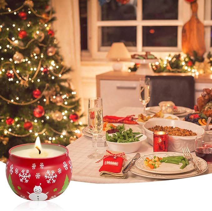 6 Pcs 2.2-oz.Tinplate Empty Scented Candle Tin Jars, Reusable Storage case for Dry Storage Spices, Camping, Christmas Holiday Gifts, and Sweets Gifts