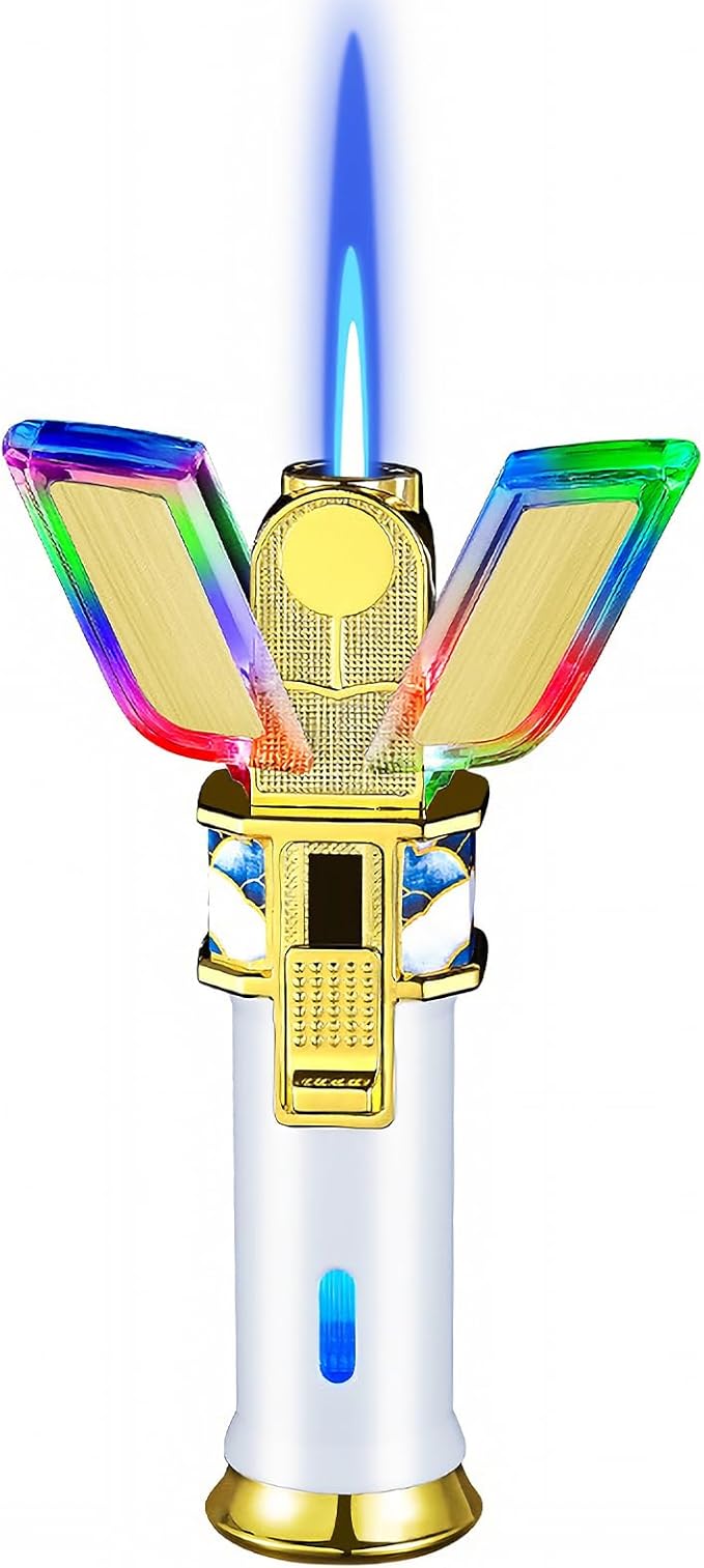 Cool Jet Flame Lighter - Windproof Torch Lighters, Spark Lence Design, Reusable Fire & Light System, Visible Fuel Tank, with Elegant Gift Box(Gas Not Include)