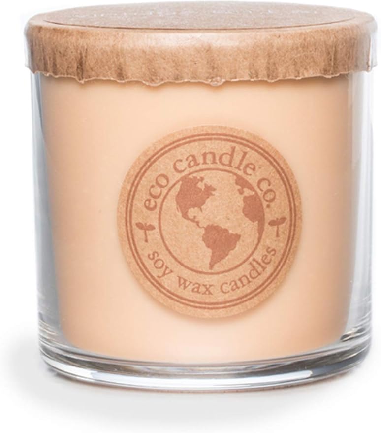 Eco Candle Co. Recycled Candle, Vintage Amber, 6 oz. - Scents Of Wood Resin, Nutmeg, Cinnamon, & Vanilla - 100% Soy Wax, No Lead, Kraft Paper Label & Lid, Hand Poured, Made From Midwest Grown Soybeans