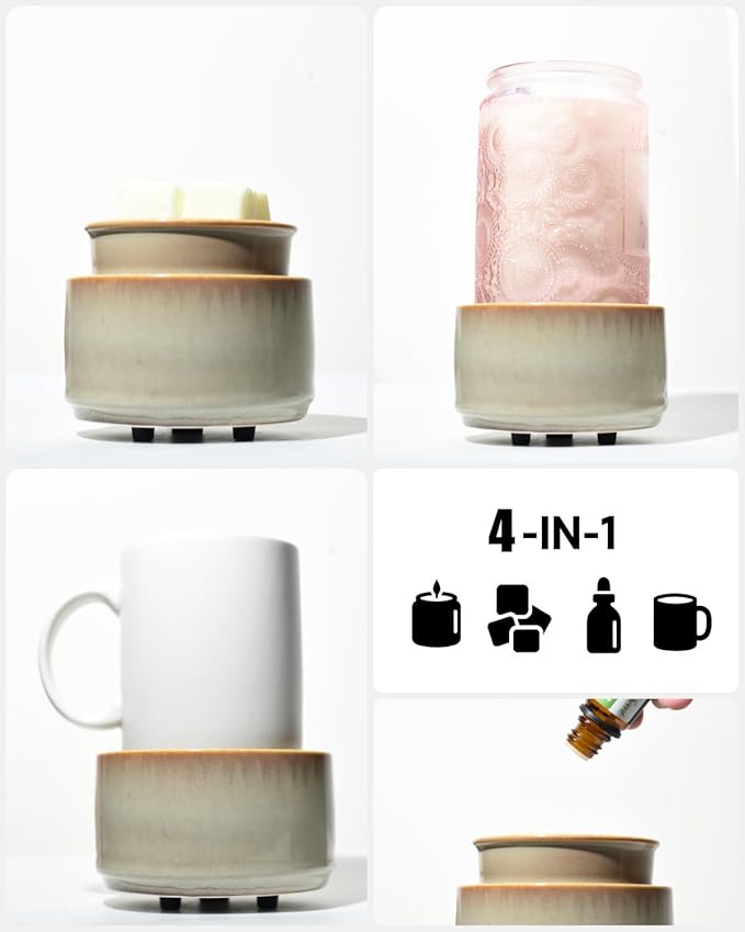 Ceramic Electric Wax Melt Warmer & Cube Oil Melter Cute Small Warmers Aromatherapy for Home Decorative Burner Melts Scented Candle Tart Scent Warm Fragrance (Yellow Mix)