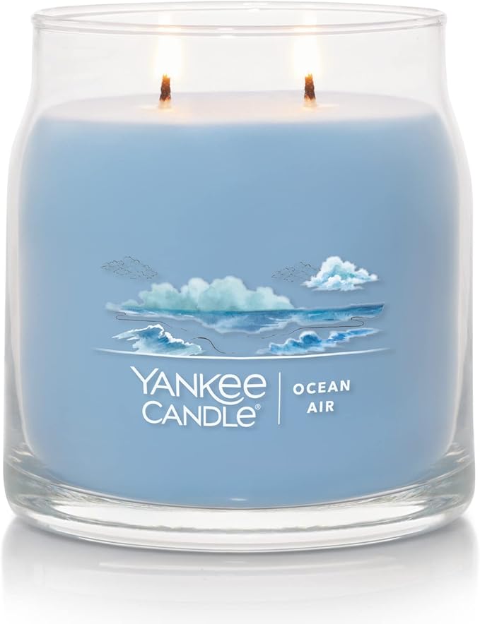 Yankee Candle Ocean Air Scented Signature 13oz Medium Jar 2-Wick Candle Over 35 Hours of Burn Time