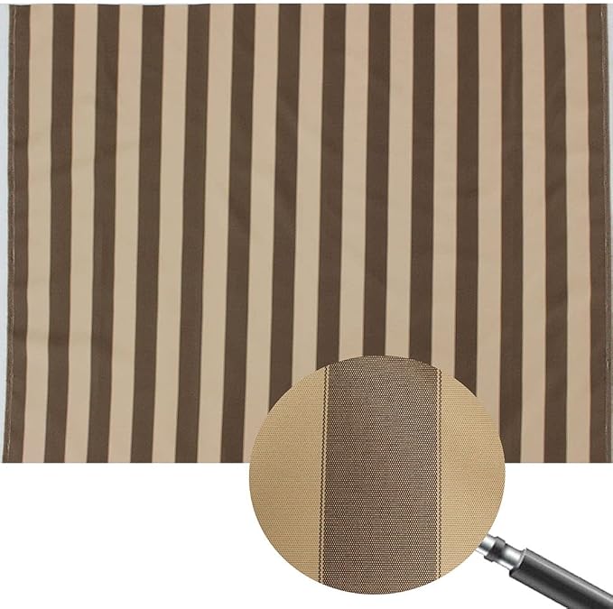 Mybecca Stripe Canvas Marine Fabric 600 Denier Indoor/Outdoor Brown/Khaki (1 Yard)
