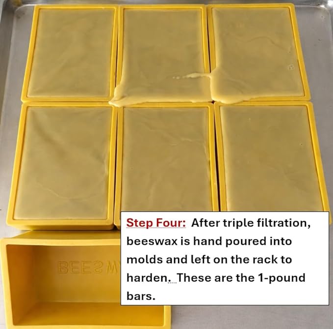 Six Pounds - Swampland Bees & Co., Florida. 100% Naturally Premium Yellow/Golden Beeswax. Ideal for Candles, Cosmetics, waxing bee Frames, etc. Triple Filtered & Hand Poured into SIX - 1lb Bars