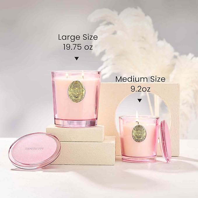 M&SENSE Natural Soy Candle | Saltwater Rose & Pink | 9.2 oz, 50H Burn Time | Candle Gift for Her | Scented Candle for Valentine’s Day