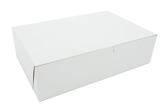 SCT 0981 Premium Clay Coated Kraft Paperboard White Non-Window Lock Corner Bakery Box, 11-in. L x 7-1/4-in. W x 3-in. H (Case of 250)
