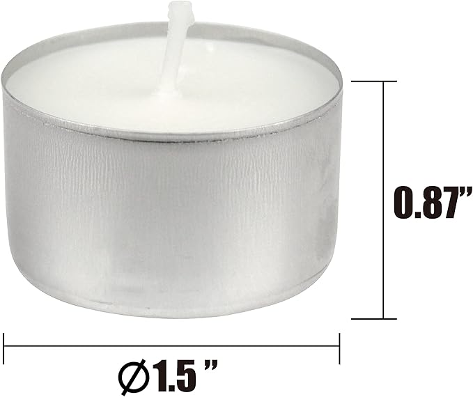 Stonebriar White Unscented Smokeless Long Burning Tea Light Candles with 8 Hour Burn Time, 200 Count