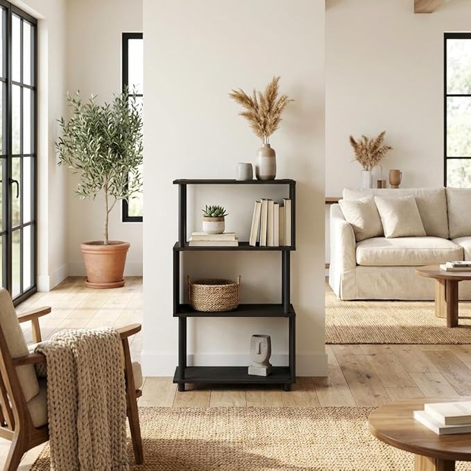 Furnifact Espresso Bookcase with Durable Wooden Construction, Sturdy Shelves, Elegant Design, and Versatile Storage Solution