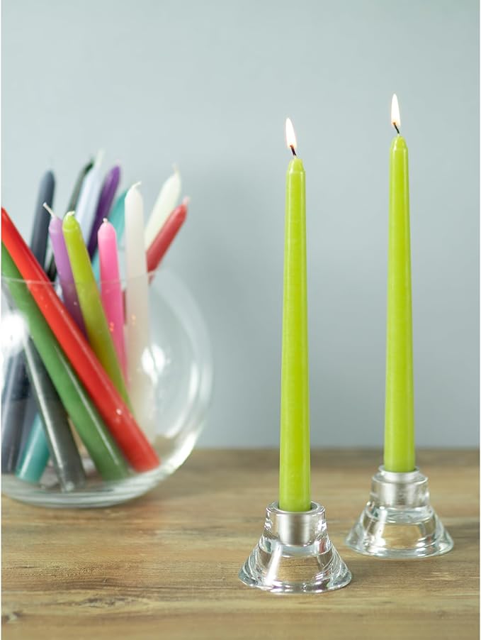 CANDWAX 10 inch Taper Candles Set of 12 - Dripless Tapered Olive Candlesticks - Perfect as Dinner Candles, for Christmas Decor - Olive