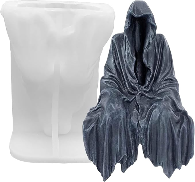 Ghost Candle Mold Halloween God of Death Resin Casting Silicone Mold for DIY Aromatherapy Candles Wax Plaster Polymer Clay Decoration