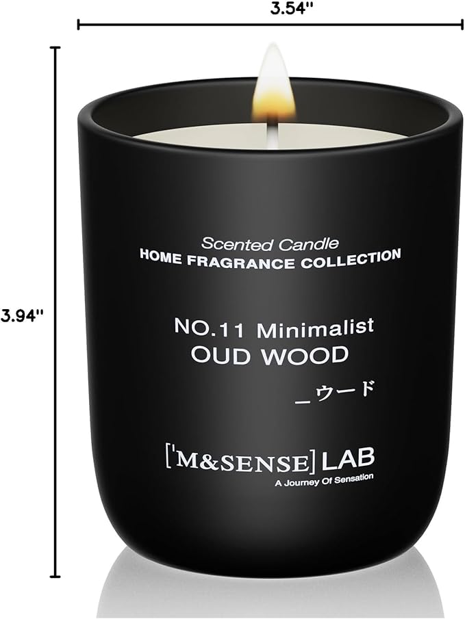 M&SENSE Natural Soy Candle| Oud Wood | 5.3 oz | Mini Spring Scented Candles for Relaxation, Valentines Day Gift, Home Décor | for Bedroom, Office, Party Small