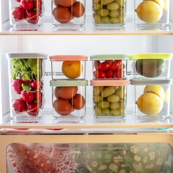 PrepCube Food Storge Continer with Silicon Lid Airtight -3PC Set, BPA-Free, Stackable Freezer Storge, Leftovers Storge, Prep Meal Storge, Kitchen and Pantry Organization Leakproof