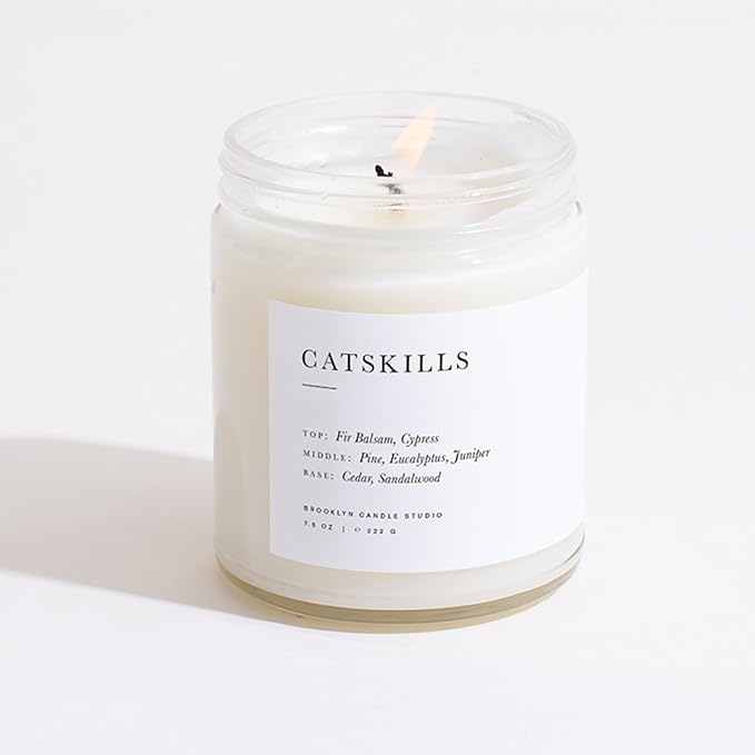 Brooklyn Candle Studio Catskills Jar Candle - Luxury Scented Candle, Vegan Soy Wax, Hand Poured in The USA, 50 Hour Slow Burn Time - 7.5oz