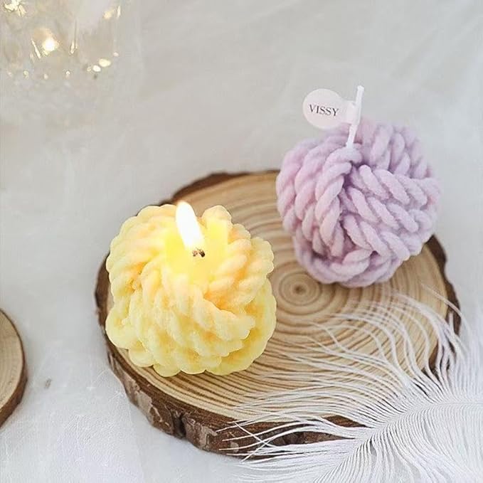 8 pcs Silicone Candle Making Molds Set, 3D Silicone Mold, Pumpkin Christmas Tree Pine Cone Yarn Ball Bubble Cube Soap Baking Desser Soy Wax Candle Mold, DIY Scented Candle (with 100pcs Wax Core)