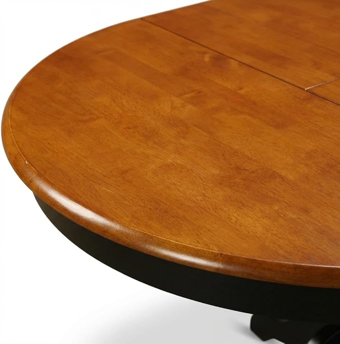 Furnifact Oval Dining Table with 18 Inch Butterfly Leaf, Classic Pedestal Base, Asian Wood Construction, Black Finish for Kitchen and Dining Room Use