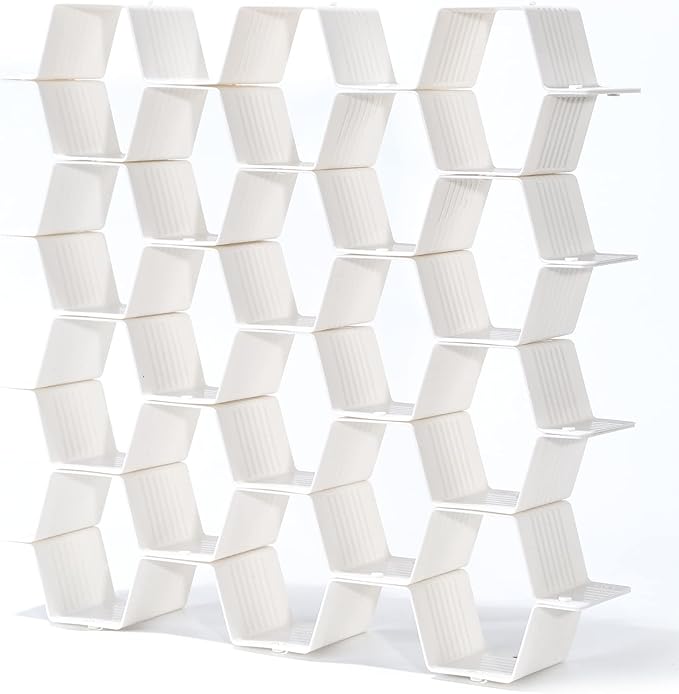 Honeycomb drawer organizer and divider, underwear, socks, tie sorter, office supplies and sundry sorting 32 pieces (White)