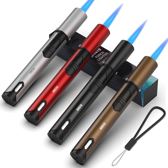 4 Pack Torch Lighter, Long Lighter, Adjustable Multipurpose Refillable for Grill BBQ