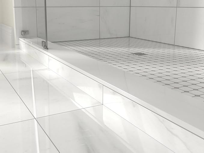 Super White Engineered Marble Threshold for Shower Curb, Bathroom Vanity Backsplash, Window Sill, Door Transitions (4" x 72")