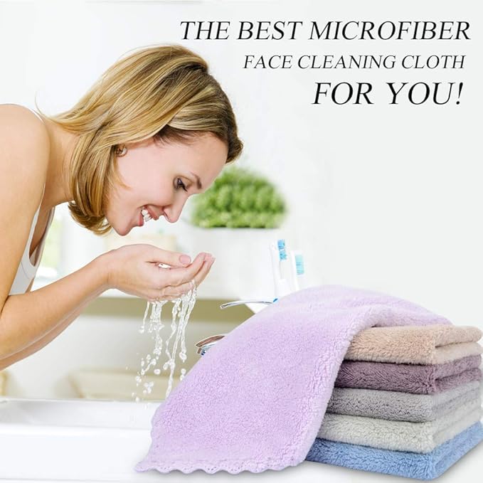SUNLAND Microfiber Face Cloth Reusable Makeup Remover Facial Cleansing Towel Ultra Soft Face Washcloth 12inchx12inch 6 Pack Multicolor