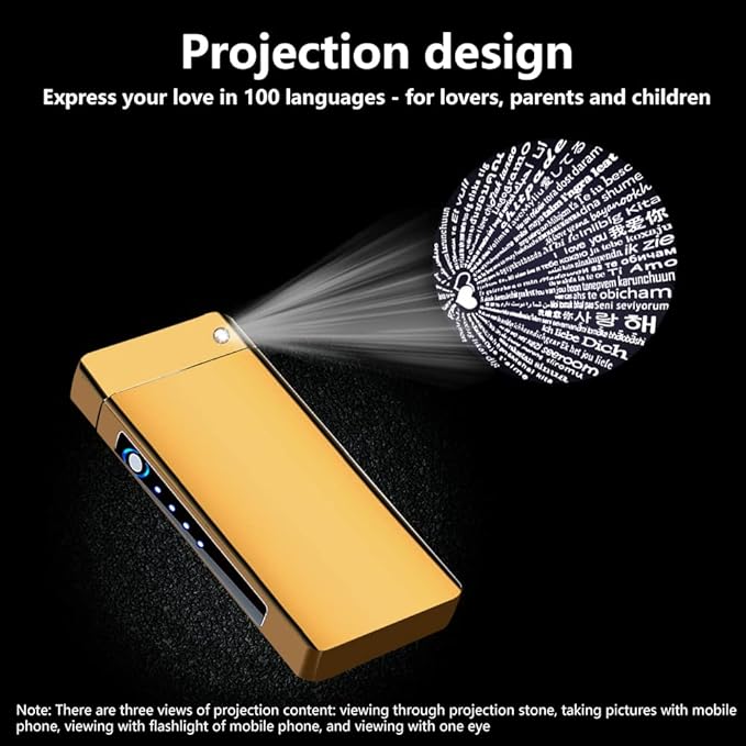 Electric Lighter Rechargeable, Windproof Arc Lighter USB Plasma Lighters with Visual Battery, Cool Vintage Lighters Custom Design, Zinc Alloy Body for Outdoor Camping Candle Gift（Gold）