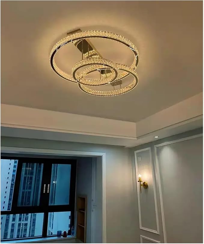 Modern Chandelier, LED Ceiling Hanging Lamps Modern Crystal Gold Round Living Dining Table Room Bedroom Kitchen Home Decor Pendant Chandelier Light(D60CM 80CM-A,Oro)
