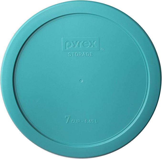 Pyrex 7203 7-Cup Glass Bowl and 7402-PC 6/7-Cup Turquoise Lid (2-Pack) - Made in USA