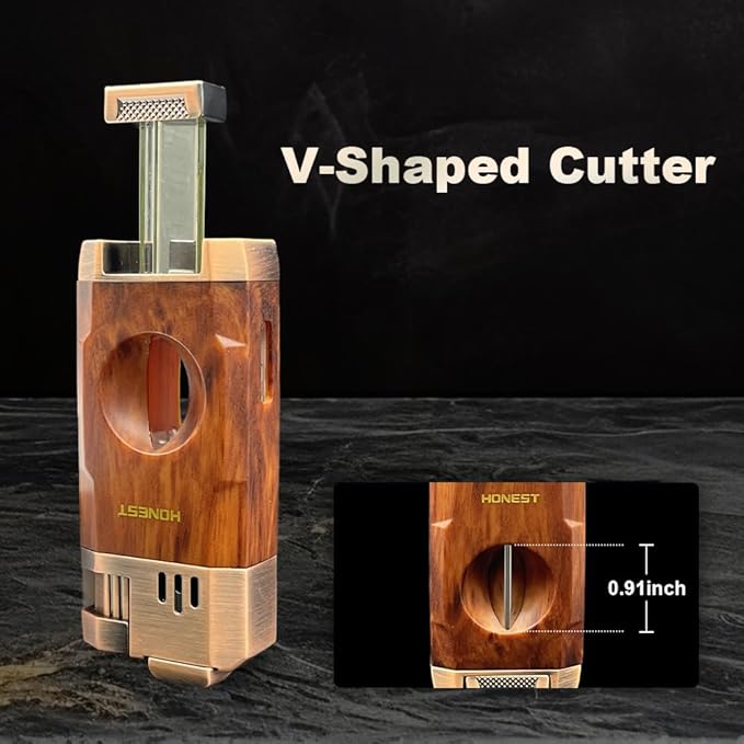 All-in-One Windproof Outdoor Lighter with Dual Jet Flame Built-in Cutter, Butane Refillable and Flames Adjustable, Visible Gas Tank, Portable for Travel, Candle Lovers, Box Included