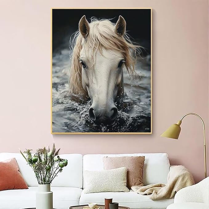 Diamond Painting Kits for Adults Horse Diamond Painting Kits Animal 5D Full Square Drill Strass Crystal Crafts for Adults DIY Art Kit for Beginner, Home Wall Art, Gifts for Women 32x47in U-28940F