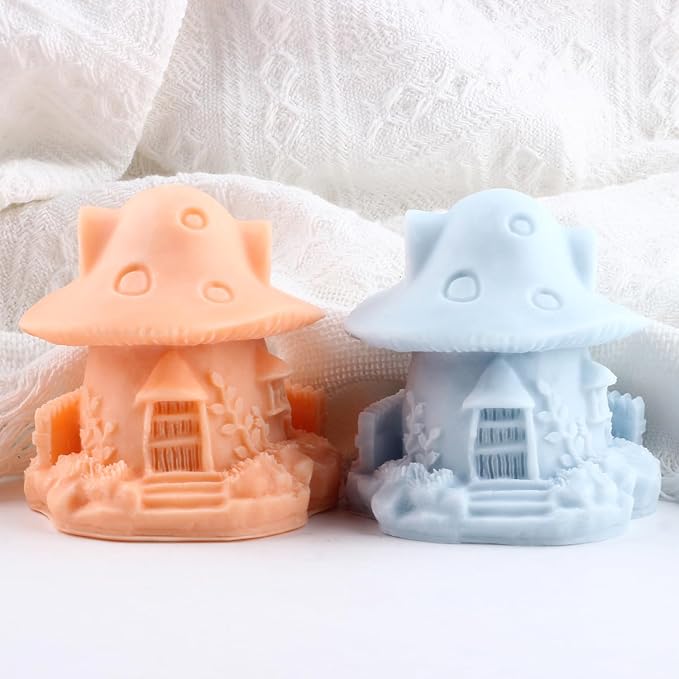 XIAOSHUI Mushroom House Candle Mold House Resin Casting Silicone Molds for Candle Making Candle Home Decorate Aromatherapy Gypsum Candles Clay Craft