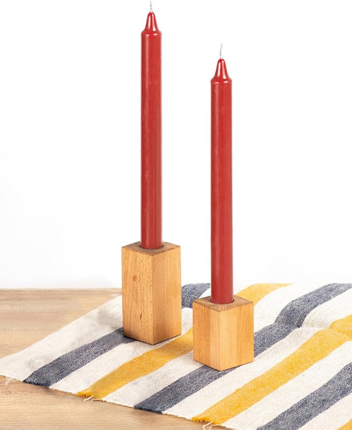 CANDWAX Red Taper Candles Pack of 4 - Slow Burning Dripless Unscented Straight Candles 12 inch - Ideal for Dinner Table - Smokeless Long Candlesticks