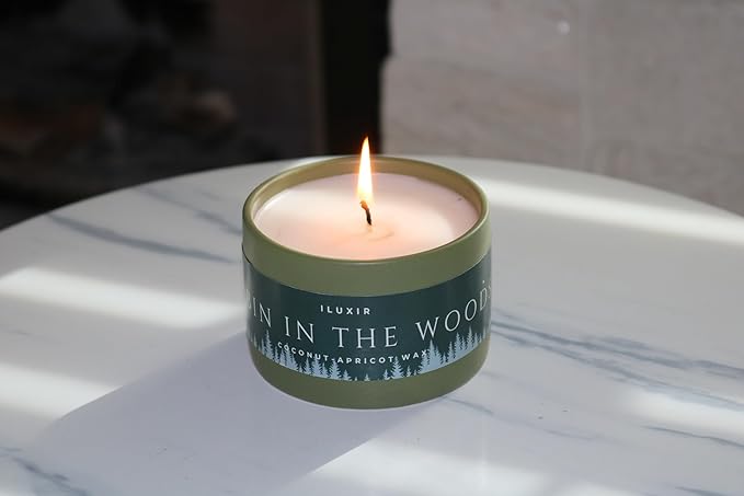 Cabin in The Woods Fall Scented Candles – Handcrafted Fraser Fir Candle with Coconut Wax, Amber and Cedar Scented – Wood, Phthalate-Free Autumn Candle for Home Decor (5 oz.)