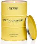 M&SENSE Lemon Candle,Summer Grapefruit Scented, Lemon Soy Candles 11.3oz 70 Hour Slow Burning, Limoncello Highly Scented Citrus Candles for Bathroom, Fresh Smelling Candle