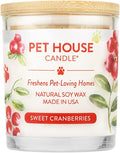 Pet House Cranberry Candle Plant Based Clean Burning Scented, Long Lasting Pet Odor Candle for Home - Sweet Cranberries