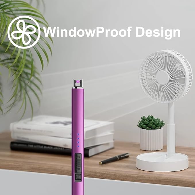 MeeToo Electric Candle Lighter Rechargeable Type-C - Gifts for Wife Men Women Nana, USB Plasma Arc Windproof Lighters for Candle Christmas Camping Kitchen Purple