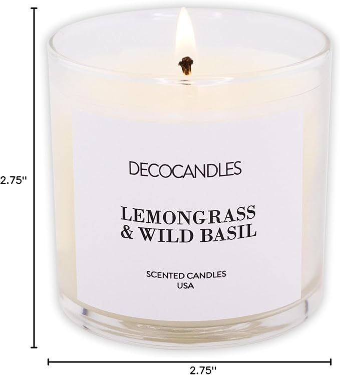 Urban Concepts by DECOCANDLES - Lemongrass & Wild Basil - Highly Scented Soy Candle - Long Lasting - Hand Poured in USA (6 Oz.)