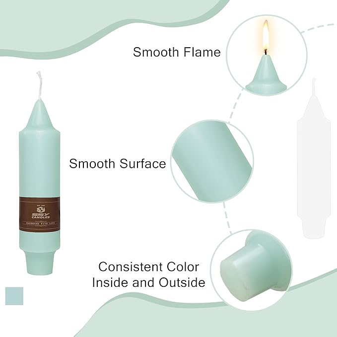 Mint Green Short Taper Candle 5 Inch Candlesticks Unscented Dripless Tapered Candle Set for Home Decor Wedding Party Dinner Candles
