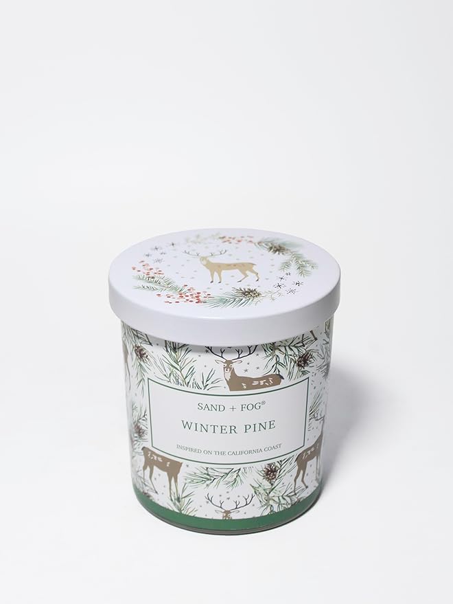 Sand + Fog Scented Candle - Winter Pine – Additional Scents and Sizes – 100% Cotton Lead-Free Wick - Luxury Air Freshening Jar Candles - Perfect Home Décor with Metal Lid – 11.5 oz