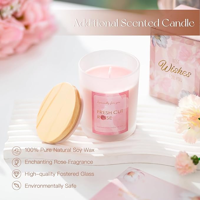 Candeldo Mom Birthday Gifts for Women: Candle Warmer Lamp with Scented Candles Dimmable Pink Flower Wax Warmer with Timer Mothers Day Housewarming Gift