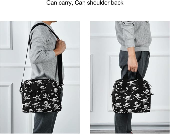 CBBYY Pirate Skull Lunch Bags for Women Men, Reusable Insulated Lunch Box, Adjustable Shoulder Straps Tote Lunch Bag for Work Picnic School