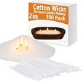 Conelist 100 Pack 2 Inch Cotton Wicks for Sand Candles Making 100% Natural Cotton Candle Wicks, Low Smoke, No Lead and Metal for Candle Making DIY (White)