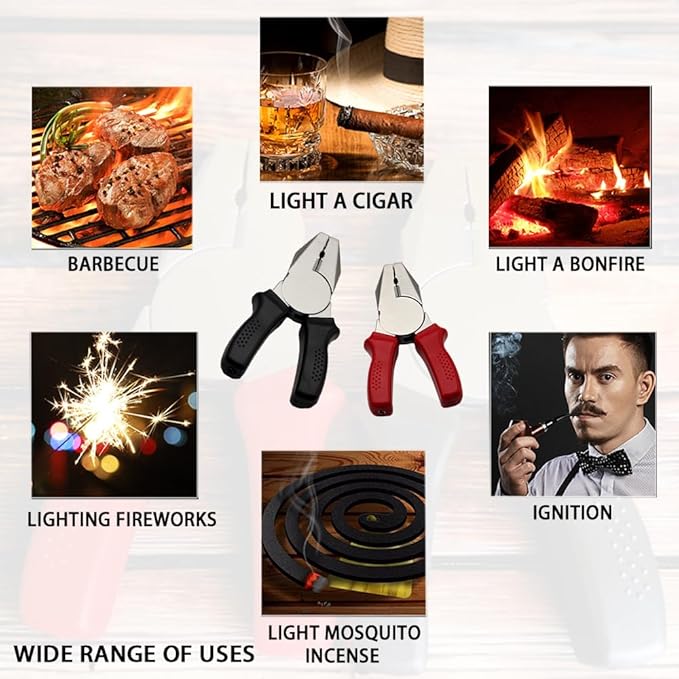 Creative Novel Lighter, Windproof Butane Torch, Refillable Butane Soft Flame Lighter, Barbecues, Candles, and Kitchens (No Gas) - Red
