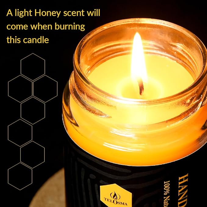 4 Pack Unscented Beeswax Jar Candle, Pure Bees Wax Candles in Glass Container, Natural Organic Candle Smokeless Clean Burn | 4 * 36 Hours Long Burning Time Emergency Candle, Yellow