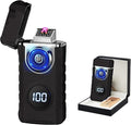 Electric Lighters Plasma Lighters Rechargeable with with LED LED Display and LED Emergency Lights Windproof USB Rechargeable Lighter Cool Lighte for Candle,Camping,Gift(Matte Black)