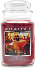 Village Candle Mulled Cider Large Glass Apothecary Jar Scented Candle, 21.25 oz., Red