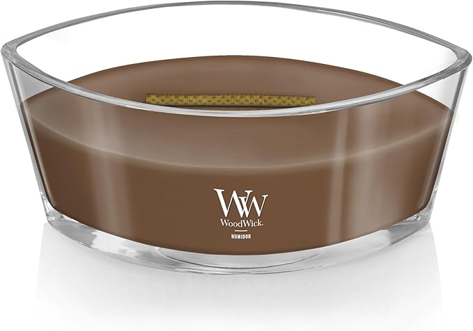 WoodWick Humidor Gifts for Women and Men, 16 oz Ellipse Candle with Crackling Wick