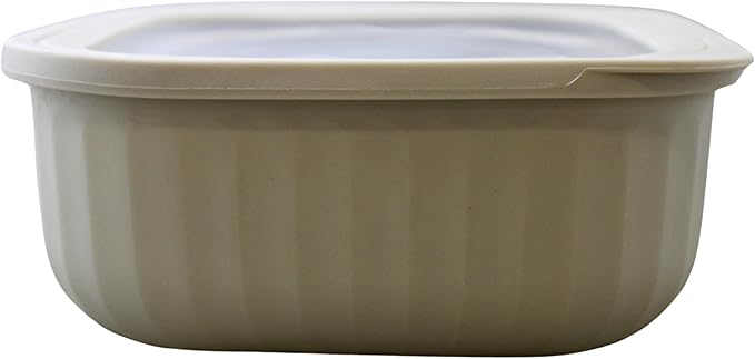 Set of 4 BPA-Free Square Food Storage Containers Vented Lids Assorted Sizes, Microwave & Freezer Safe Nesting Design for Leftovers Meal Prep Fridge Organization Dry Grains (Ivory)