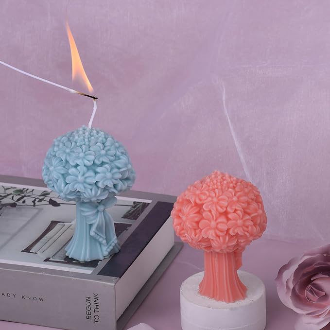 1Pack Flower Bouquet Candle Silicone Molds Epoxy Resin Wax Mold Silicone Shapes Flower Mold for Candle Craft Making Wedding Gift Decoration