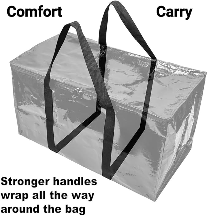 BAG-THAT! 8 - Pack Heavy Duty Large Moving Bags, with Strong Zipper and Comfortable Handles Durable & Sturdy Clothes packing Storage Bags Totes Bins Packing Moving Boxes College Supplies for moving.