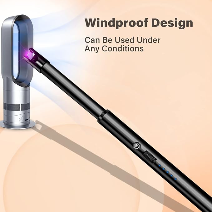 Navpeak Electric Candle Lighter Windproof USB Rechargeable Flameless Long Neck Lighter for Candles Gas Stove Fireplace BBQ Kitchen Grills (Black)