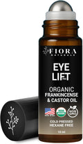Organic Castor Oil and Frankincense Roll On – 100% Pure Hexane Free Eye Oil for Under Eye, Reduces Wrinkles, Dark Circles & Puffiness, Frankincense Essential Oil for Face Roller by Fiora Naturals