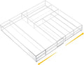 Briwooody 1 Pcs Acrylic Desk Drawer Organizer 9'' up to 18'' x 15'' x 2.1'' Expandable Drawer Organizer Trays with 7 Adjustable Compartments Clear Desk Accessories for Makeup Office Bathroom